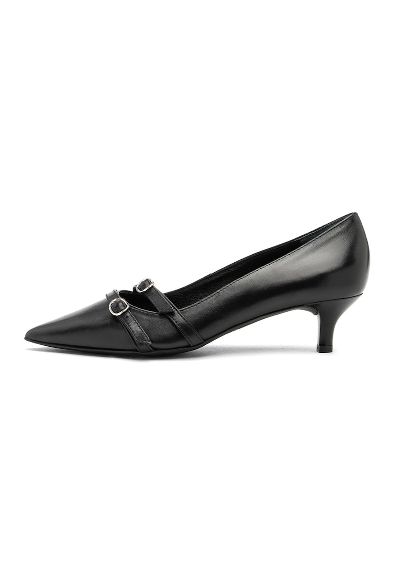 Pantofi de piele cu varf ascutit Sarah - Negru