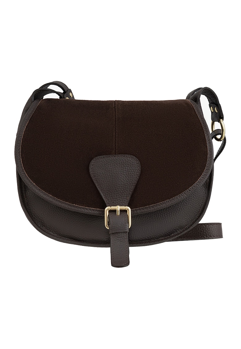 Geanta crossbody din piele cu garnitura din piele intoarsa