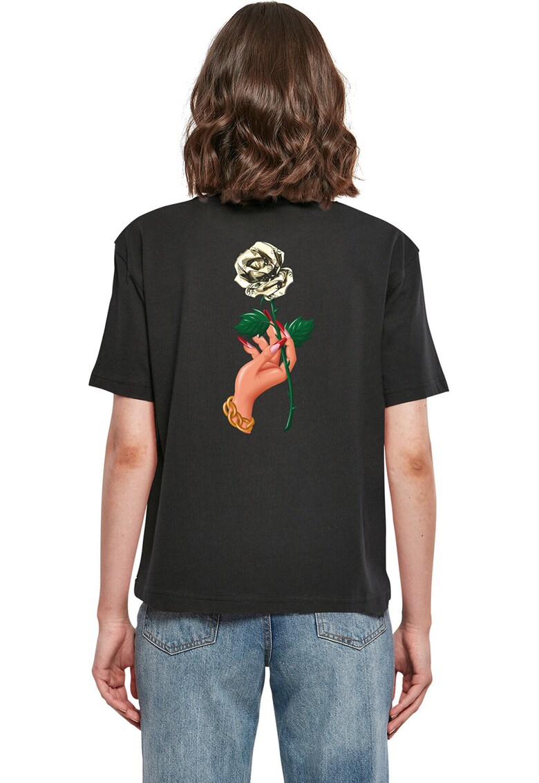 Tricou din bumbac cu imprimeu pe partea din spate - Negru