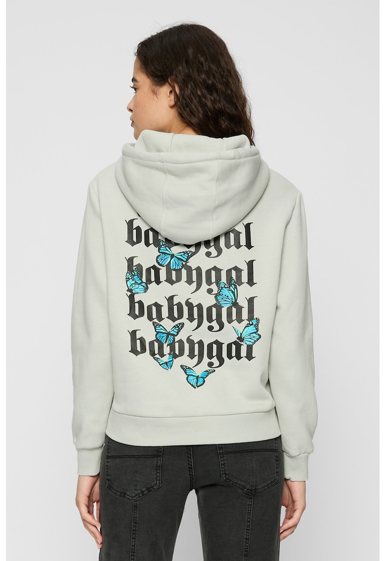 Hanorac din amestec de bumbac cu text - Gri deschis -