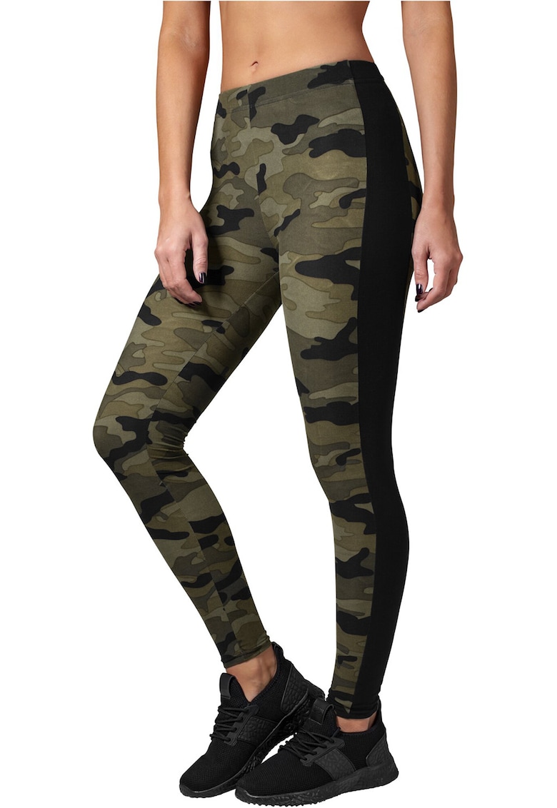 Colanti cu model camuflaj - Negru/Verde feriga
