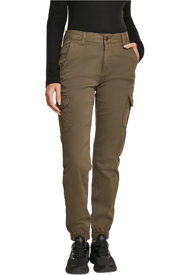 Pantaloni cargo cu talie medie - Verde feriga