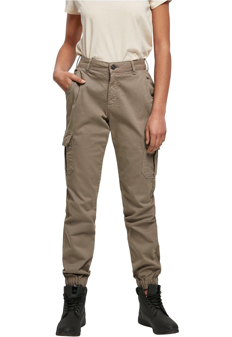 Pantaloni cargo cu talie medie - Maro taupe
