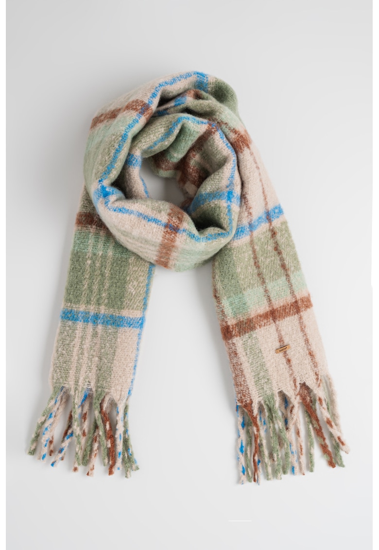 Fular cu model in carouri si franjuri Loriant