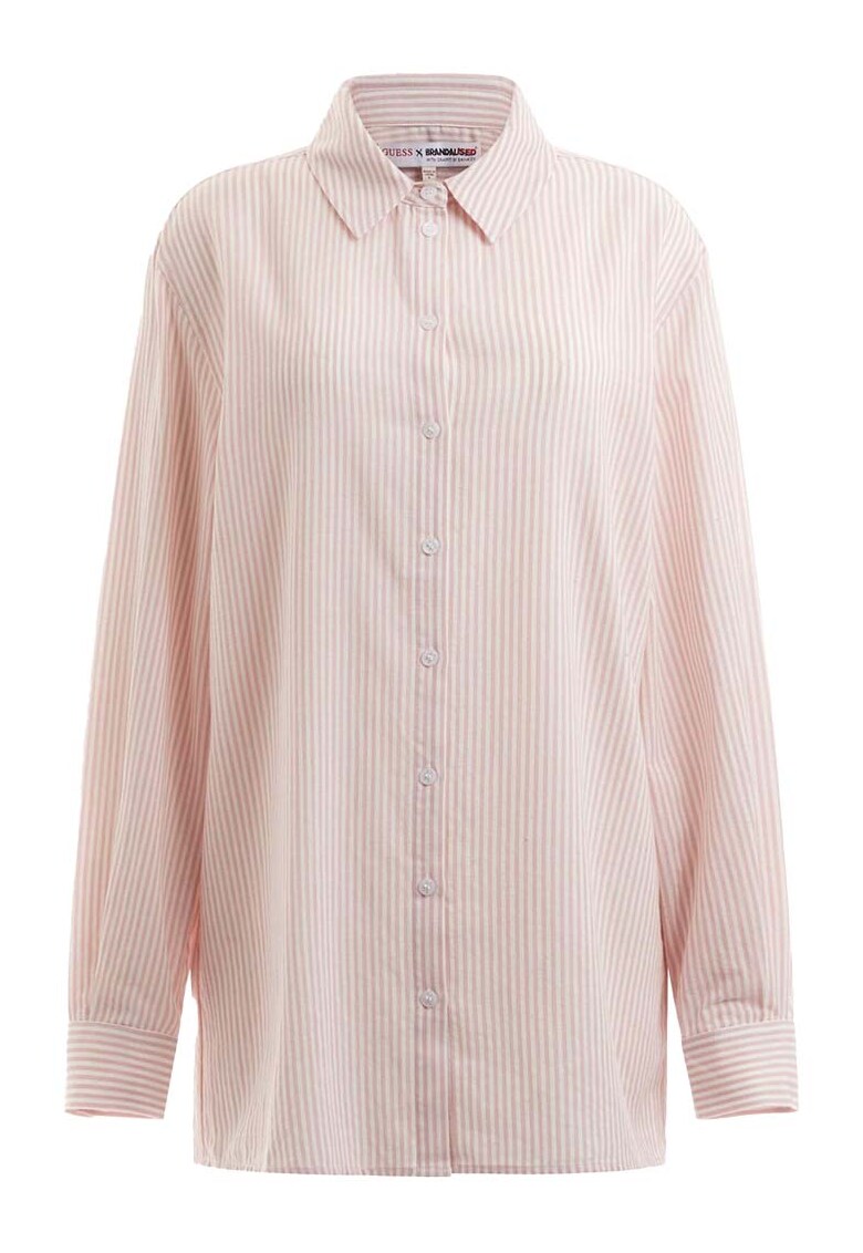 Camasa din amestec de bumbac cu model - Roz