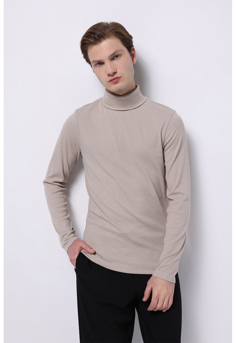 Bluza slim fit cu guler inalt