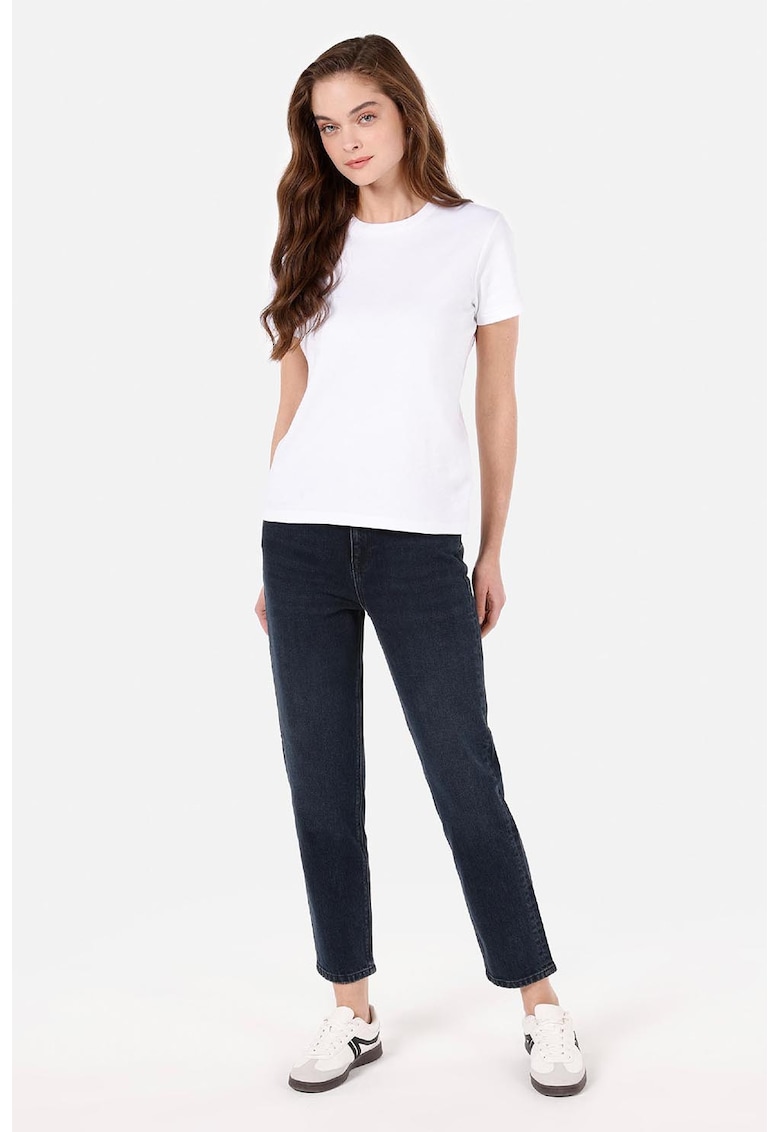 Blugi crop drepti cu talie medie