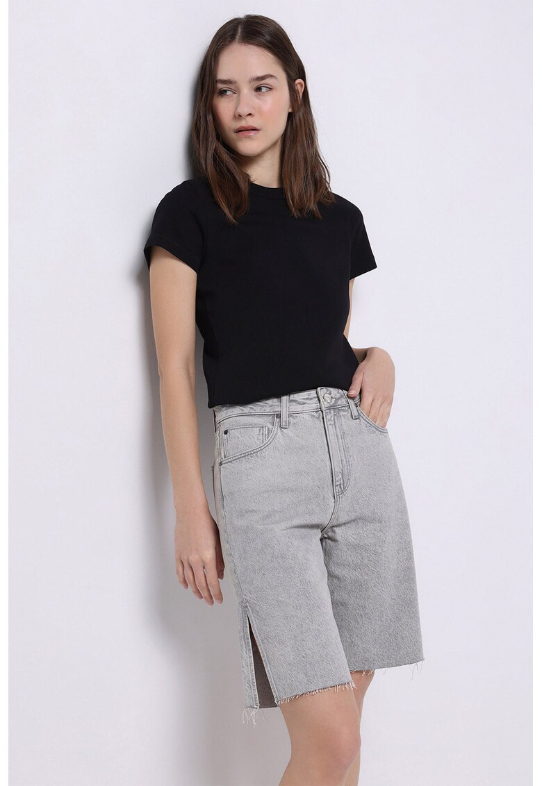Blugi scurti cu talie inalta - Gri deschis