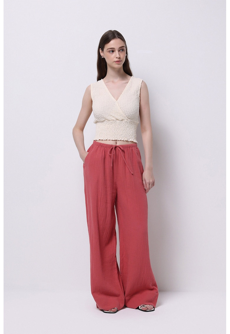 Pantaloni de bumbac cu croiala ampla