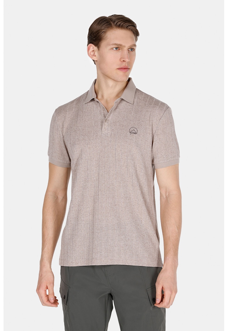 Tricou polo din amestec de in - Bej melange