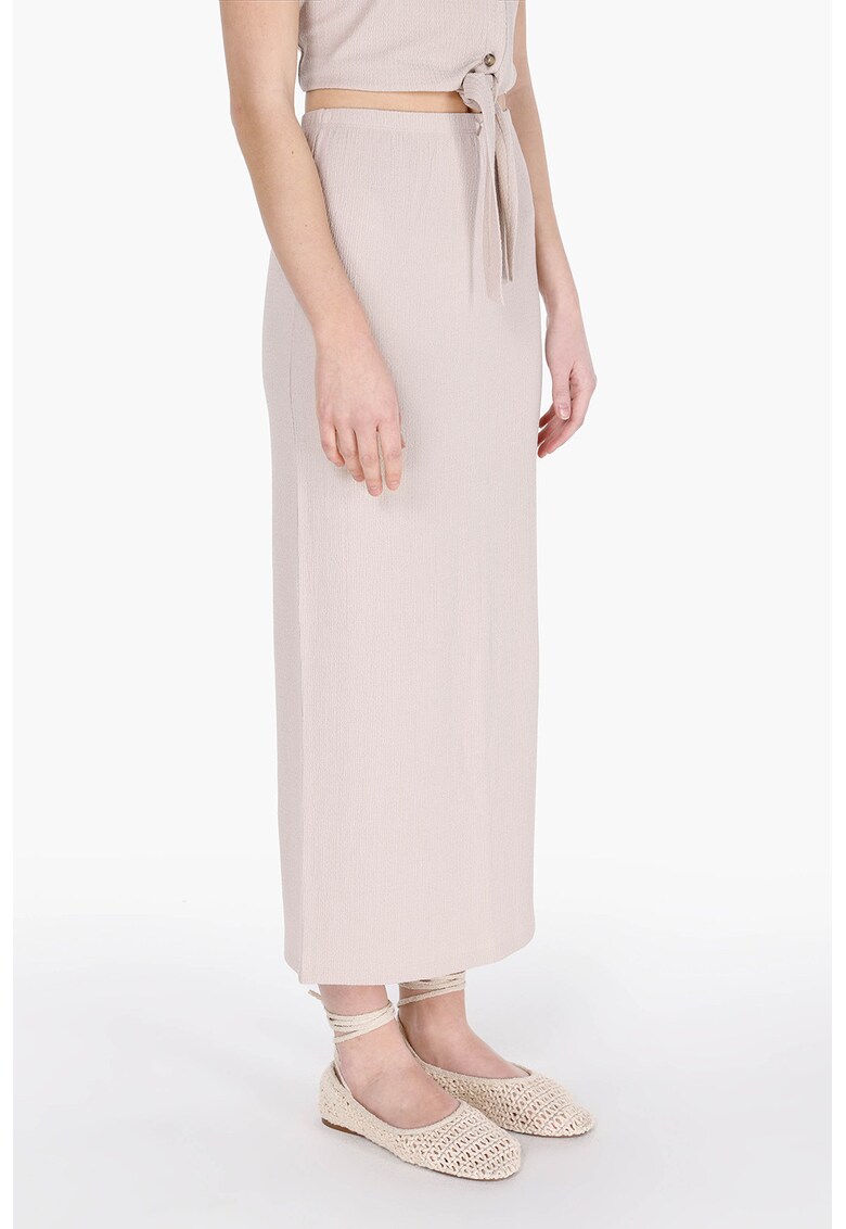 Fusta midi cu talie inalta - Bej deschis