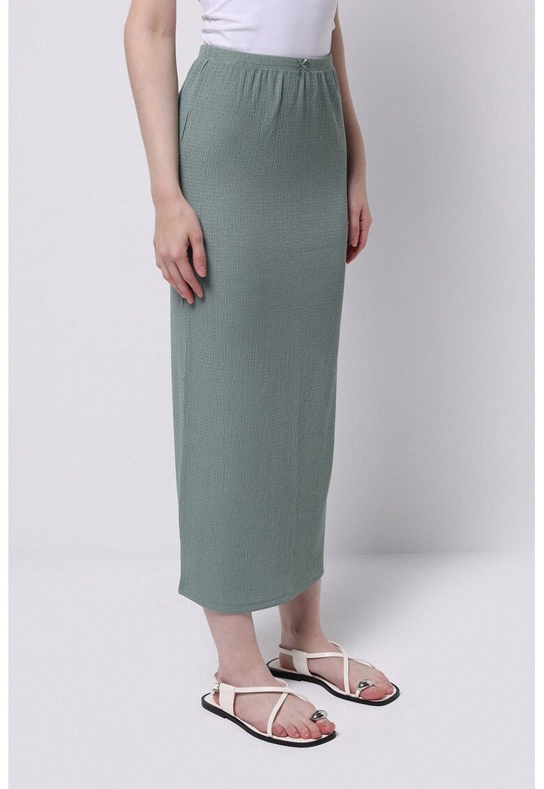 Fusta midi cu talie inalta - Verde sparanghel