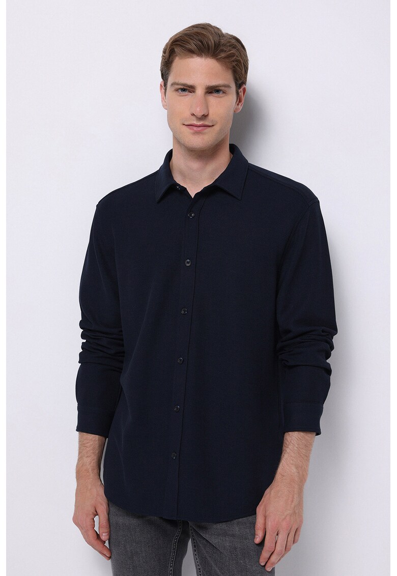 Camasa uni texturata - Albastru ultramarin