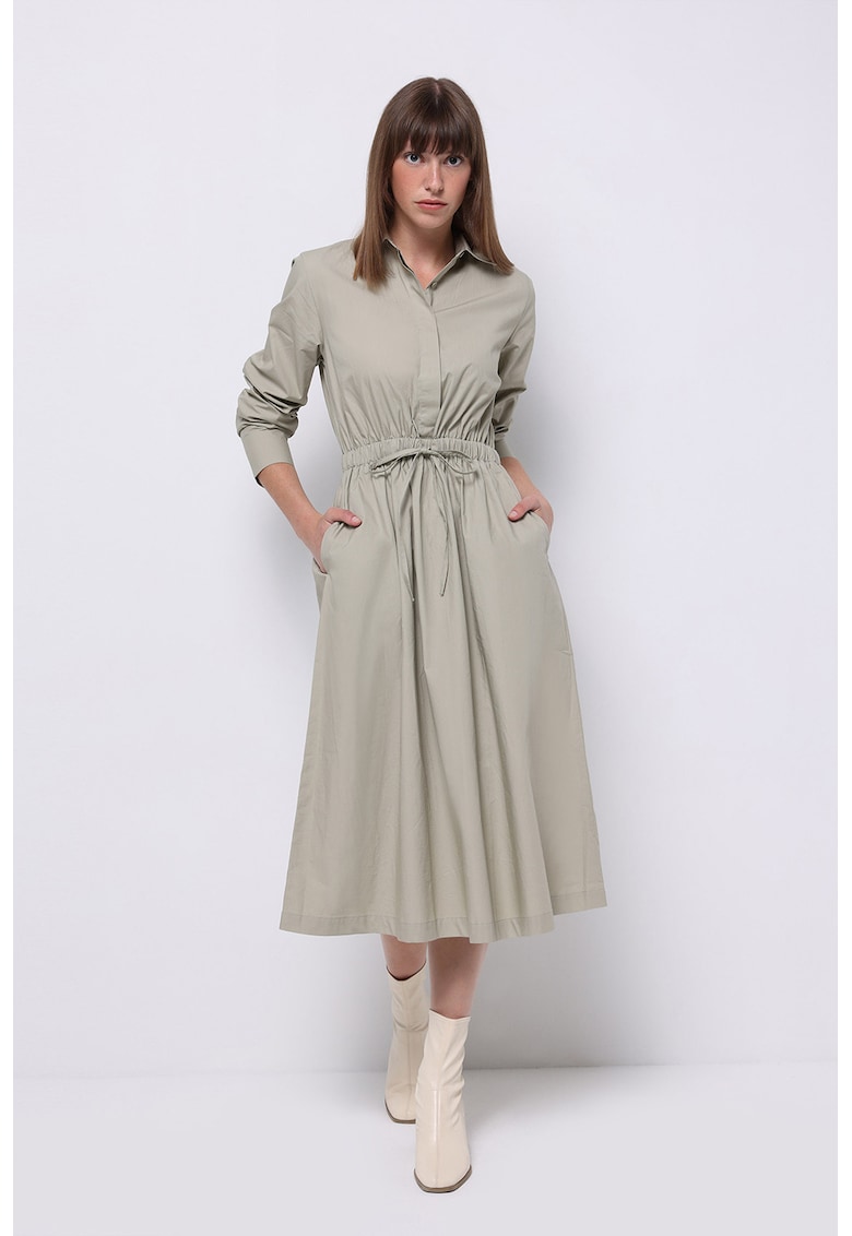 Rochie midi cu croiala A si maneci lungi Colo