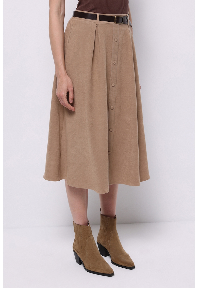 Fusta cu talie inalta si buzunare laterale