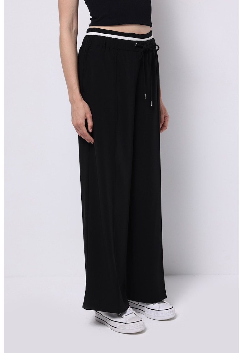 Pantaloni sport relaxed fit cu talie inalta ajustabila Pantaloni sport relaxed fit cu talie inalta ajustabila