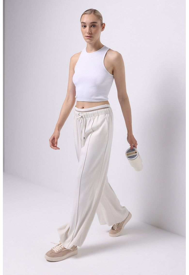 Pantaloni sport relaxed fit cu talie inalta ajustabila Pantaloni sport relaxed fit cu talie inalta ajustabila