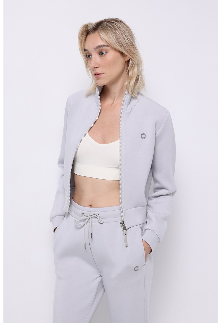 Bluza sport crop cu fermoar