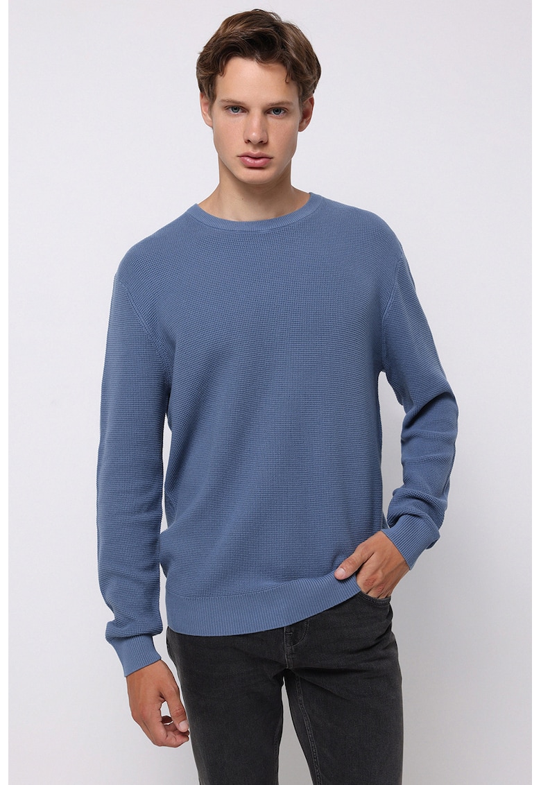 Pulover de bumbac cu decolteu rotund