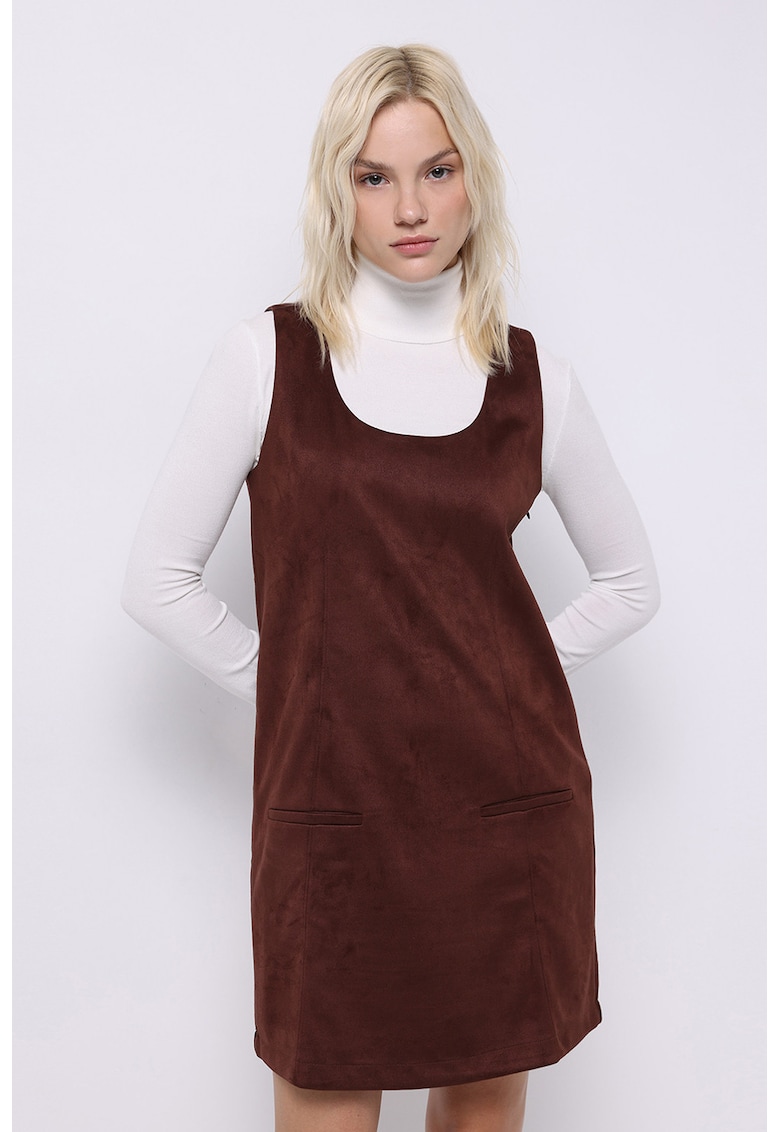 Rochie scurta cu decolteu amplu - Visiniu
