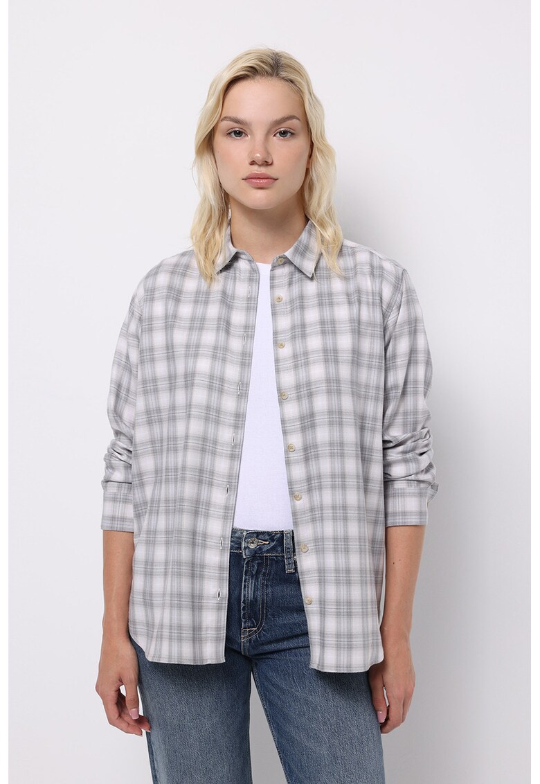 Camasa regular fit cu model in carouri - Alb/Gri deschis