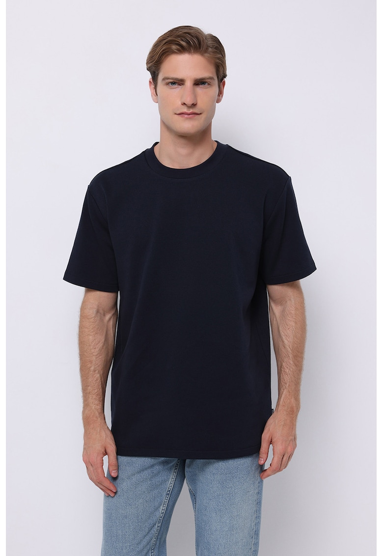 Tricou uni cu croiala lejera - Bleumarin