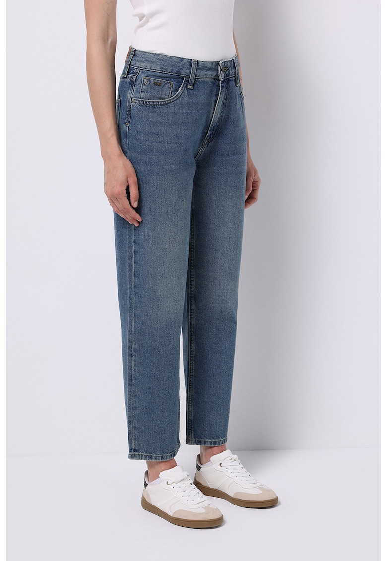 Blugi drepti cu talie inalta - Albastru inchis