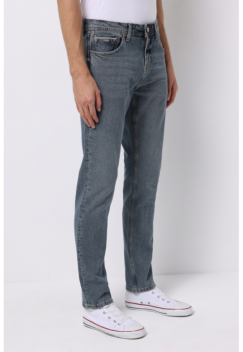 Blugi regular fit de bumbac cu talie medie - Albastru prafuit