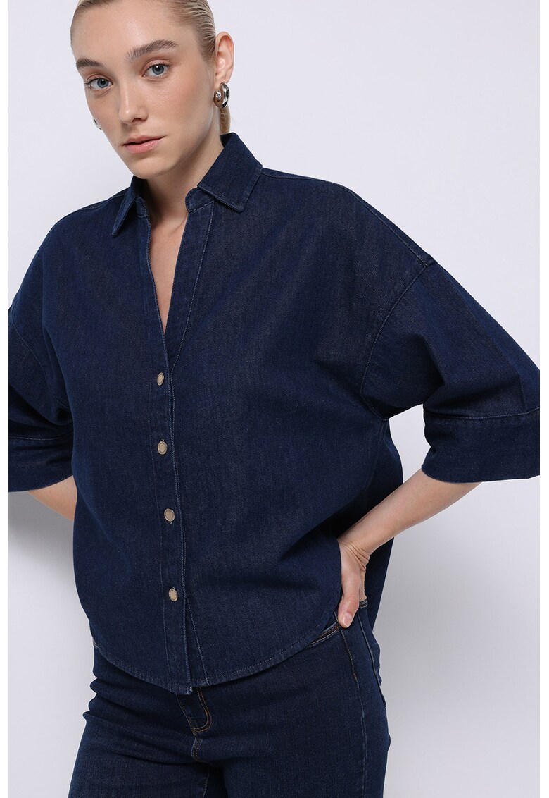 Camasa lejera de denim cu maneci ample Camasa lejera de denim cu maneci ample