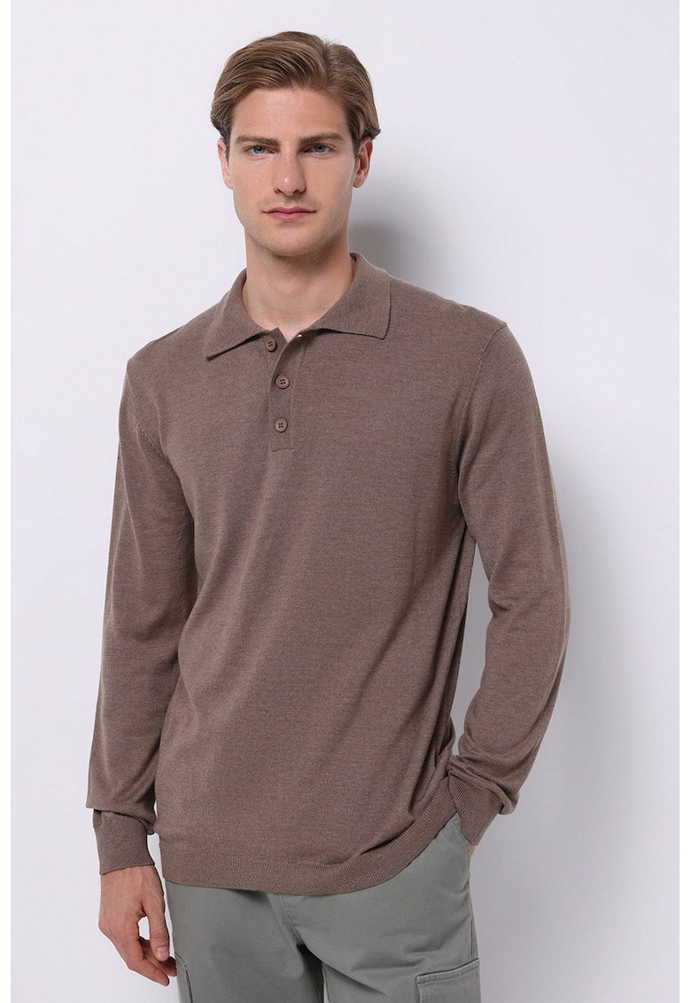 Pulover polo tricotat fin