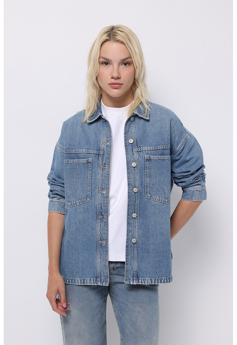 Jacheta lejera din denim cu buzunare