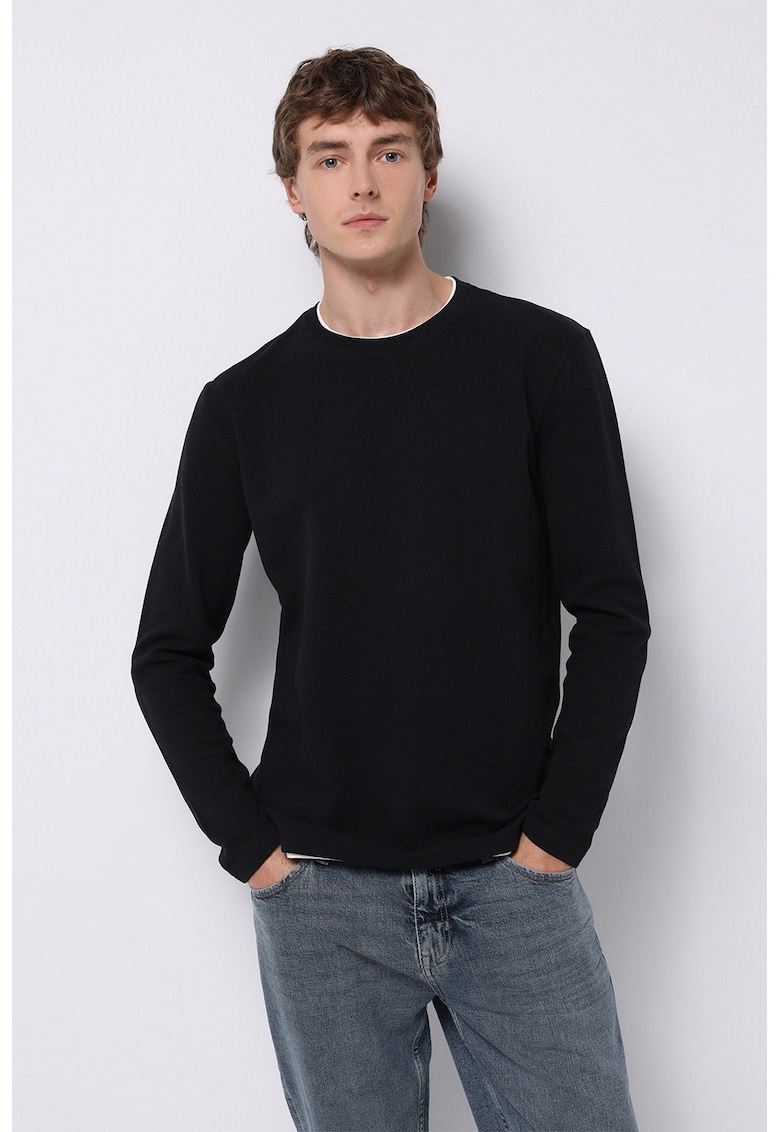 Colins Bluza regular fit cu decolteu la baza gatului - Negru