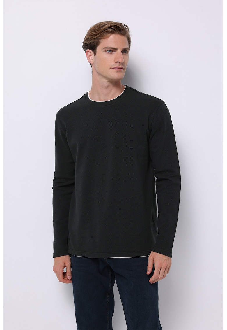 Colins Bluza regular fit cu decolteu la baza gatului - Verde padure