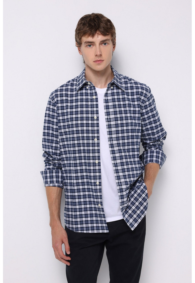 Camasa in carouri cu guler clasic