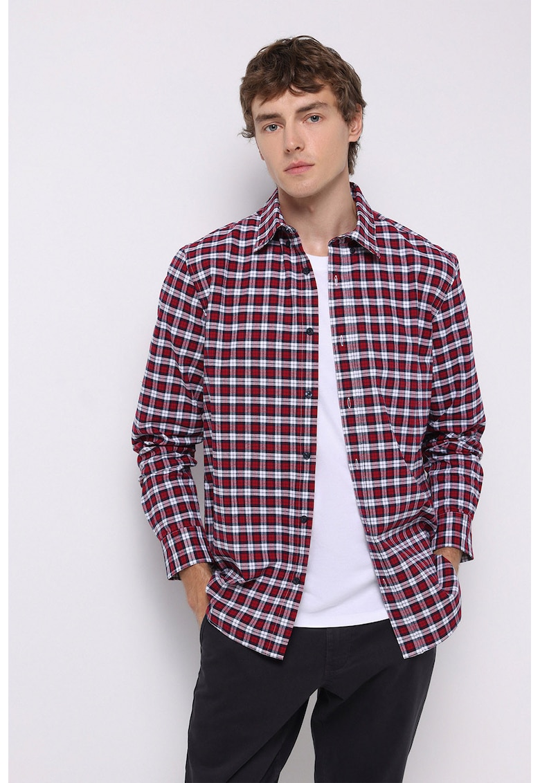 Camasa in carouri cu guler clasic