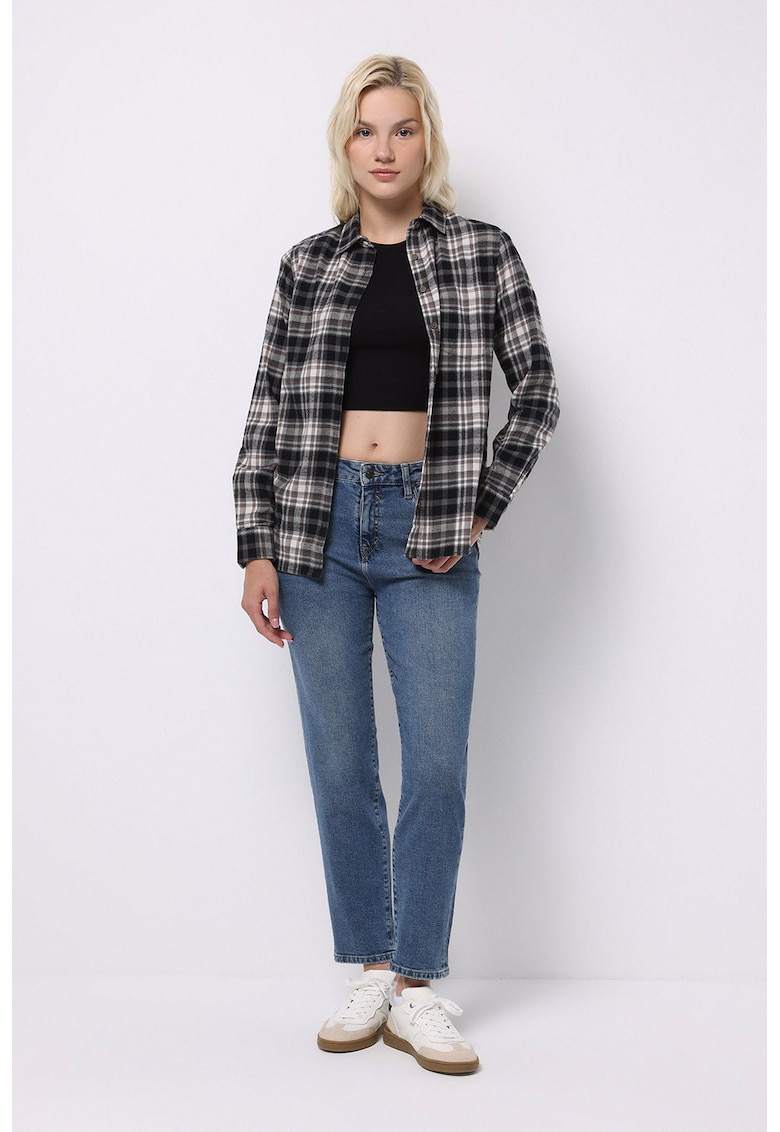 Blugi crop mom fit - Albastru