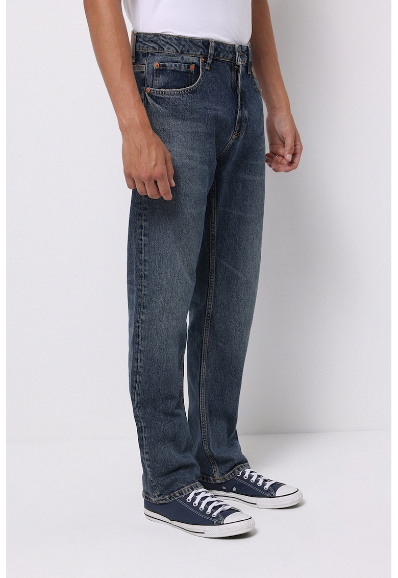 Blugi regular fit cu talie medie - Albastru inchis