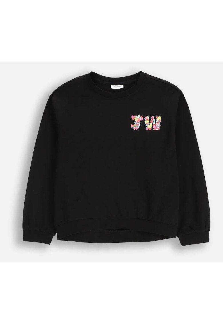 Bluza de trening cu imprimeu floral si schelet de dinozaur -