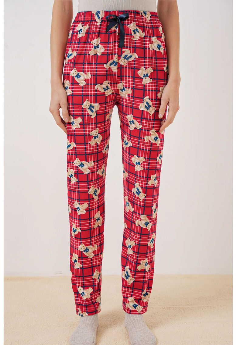 Pantaloni de pijama - model cu talie medie - rosu - poliester