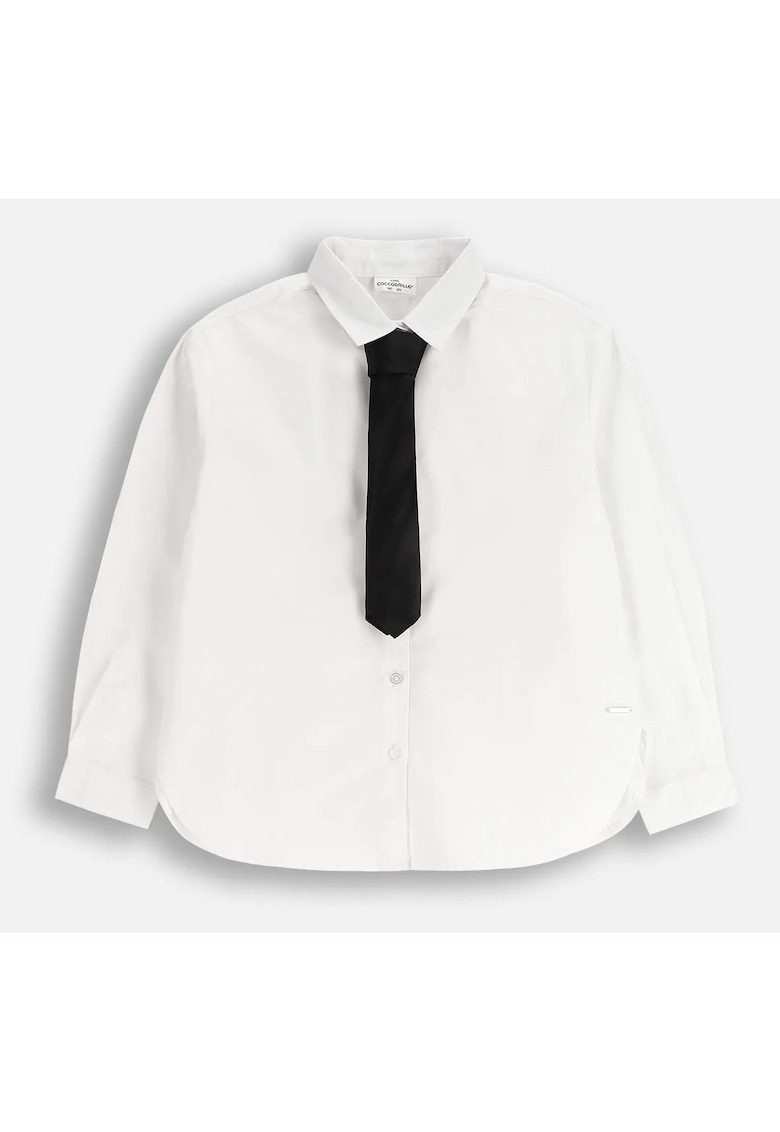Camasa alba cu maneca lunga - croiala oversize - guler clasic - bumbac - pentru fete