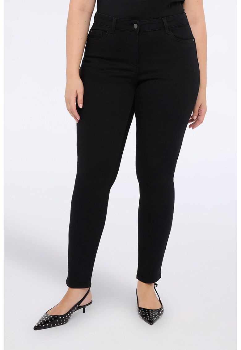 Blugi slim-fit cu talie inalta - Negru