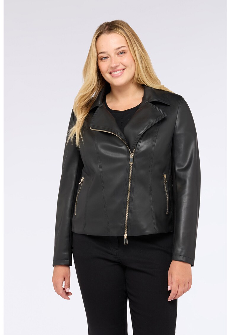 Jacheta din piele ecologica cu revere decupate