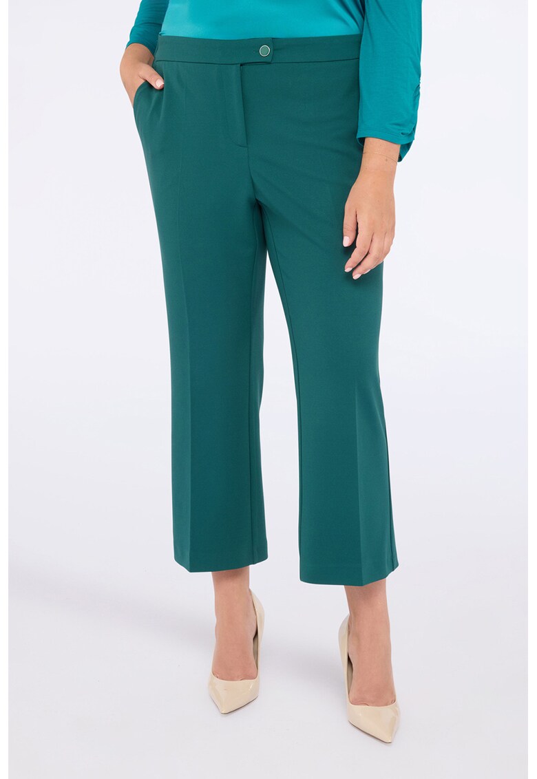 Pantaloni crop cu talie inalta - Verde persan