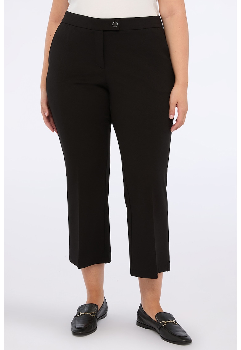 Pantaloni crop cu talie inalta - Negru