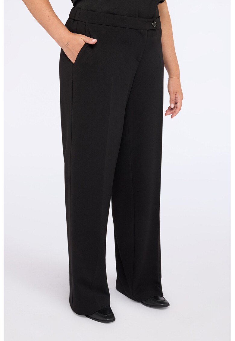 Pantaloni drepti cu buzunare laterale - Negru