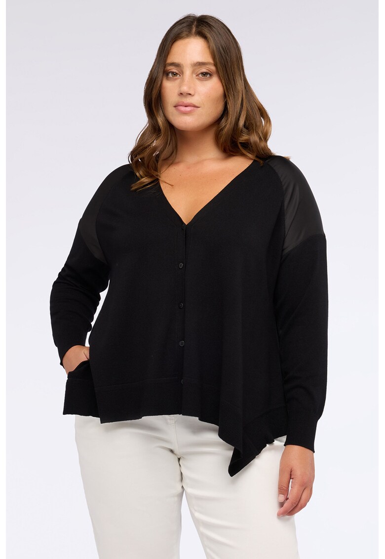 Cardigan cu decolteu in V si nasturi - Negru