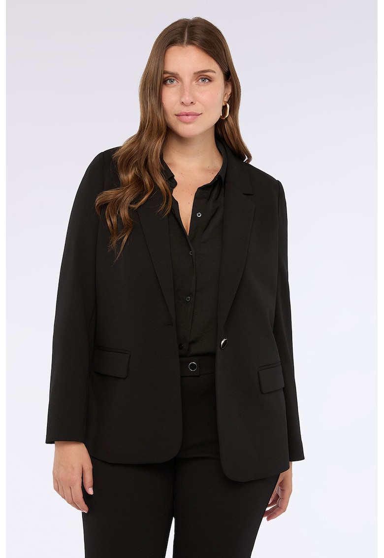 Sacou uni cu nasturi - Negru