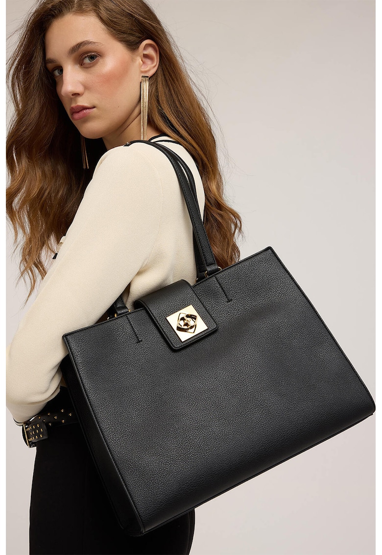 Geanta shopper din piele ecologica - Negru