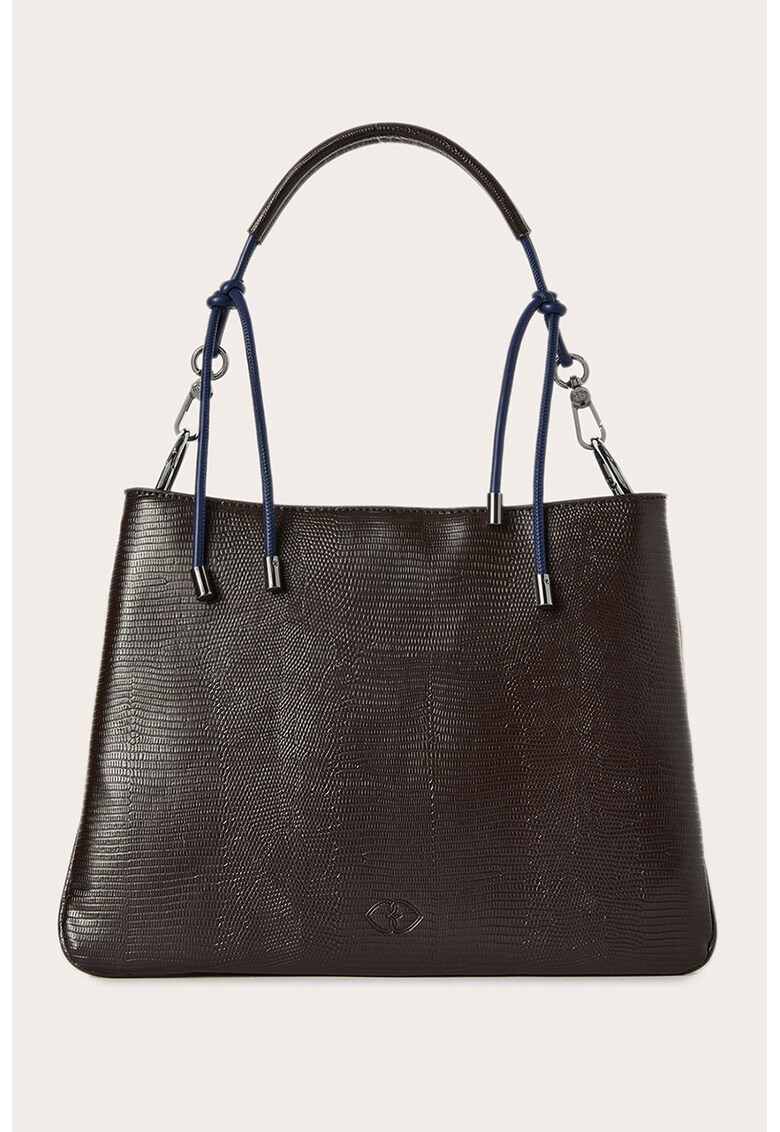 Geanta din piele ecologica cu bareta de umar si model colorblock