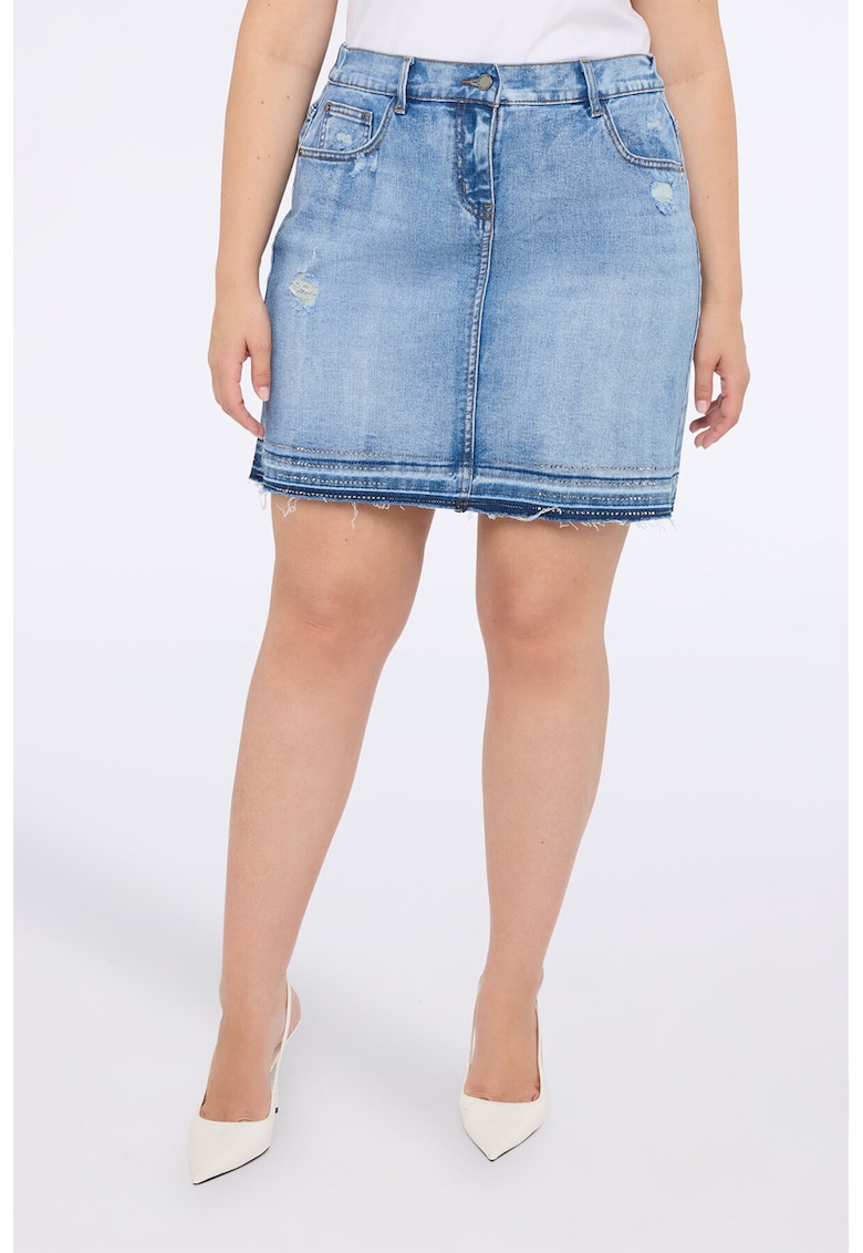 Fusta mini de denim cu talie inalta